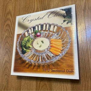 CRYSTAL Clear 10”D Sectional Dish - NEW IN BOX